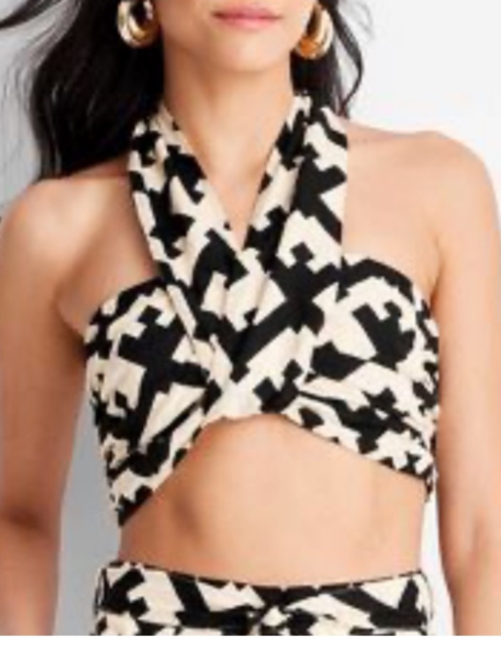 Future Collective Geo Print Halter Crop Top and Pants Set - Picture 2 of 8